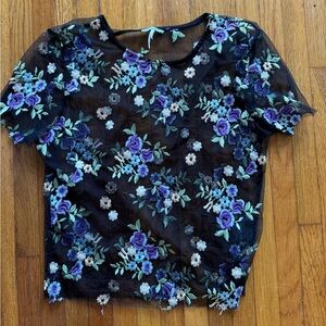 Floral mesh top